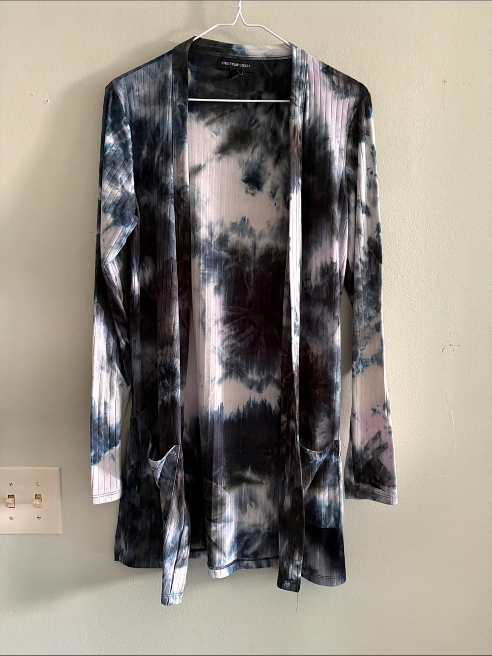 Streetwear Society Black & White Tie-Dye Cardigan